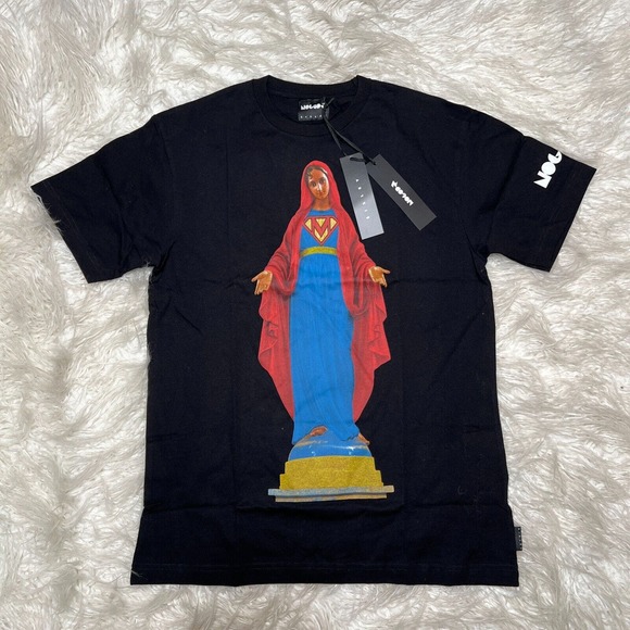 SISLEY X NO GOD MENS SAINT SHIRT BLACK BENETTON FEDEZ - Picture 2 of 7